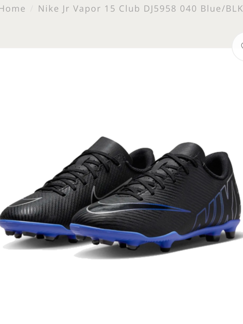 Nike Jr Vapor 15 Club Soccer Cleats DJ5958 040 Blue/BLK